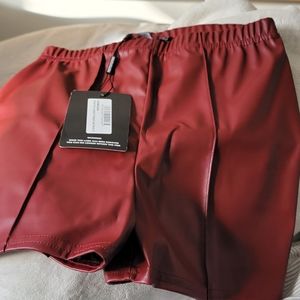 Pretty little thing red leather shorts